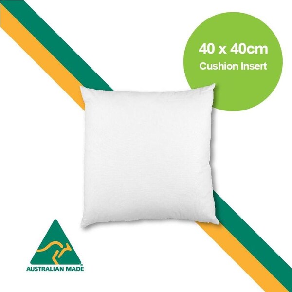 Aus Made 40 x 40cm Cushion Insert Polyester Premium Lofty Fibre