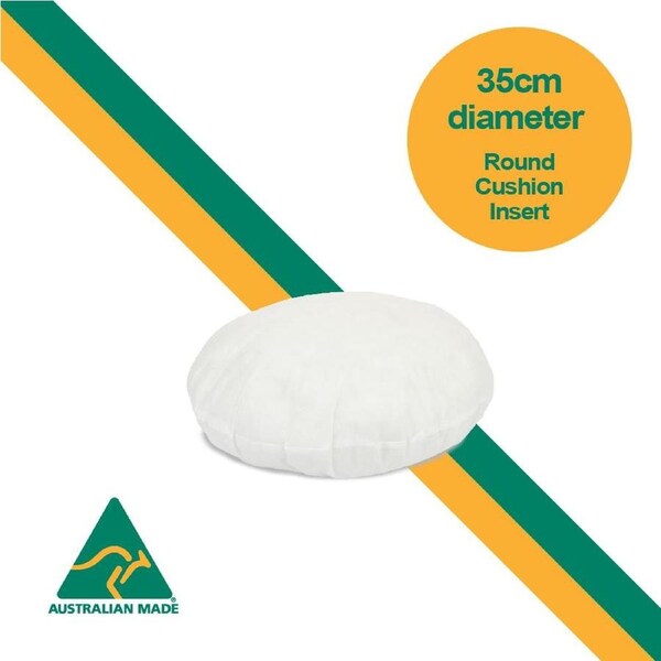 Aus Made ROUND 35cm Diameter Cushion Insert Polyester Premium Lofty Fibre