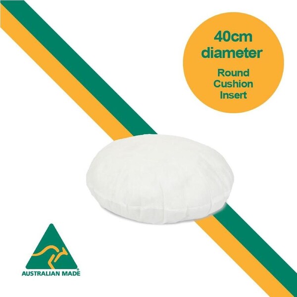 Aus Made ROUND 40cm Diameter Cushion Insert Polyester Premium Lofty Fibre