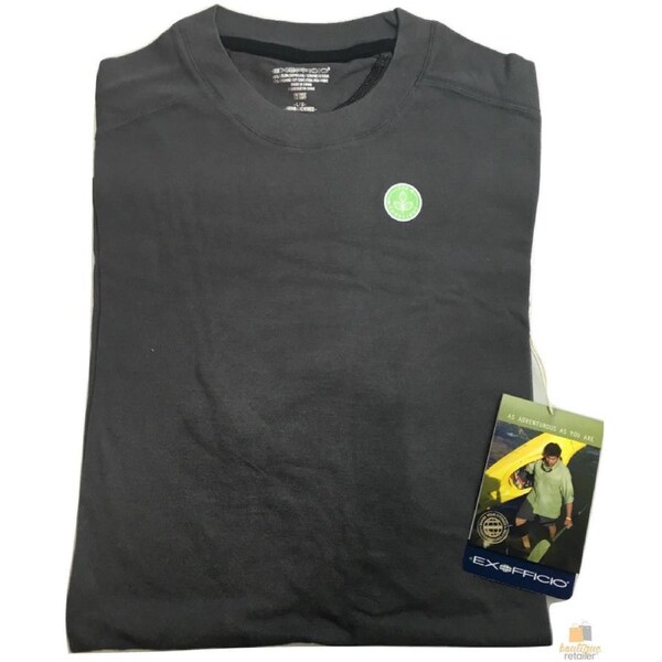 ExOfficio Satellite Tee Organic Cotton Soybean Short Sleeve Top T-Shirt Plain - Dark Pebble - L