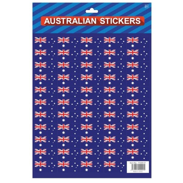 Australian Flag Stickers – A4 Sheet of Festive Stickers for Australia Day Celebrations