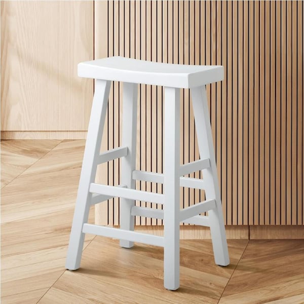 Oikiture Bar Stools Kitchen Stool Wooden Counter Chairs Barstools White