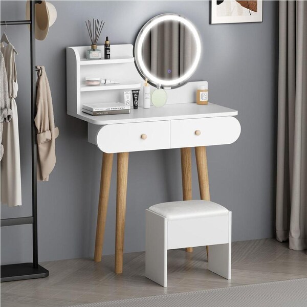 ALFORDSON Dressing Table Stool Set Makeup Mirror Vanity LED Light White