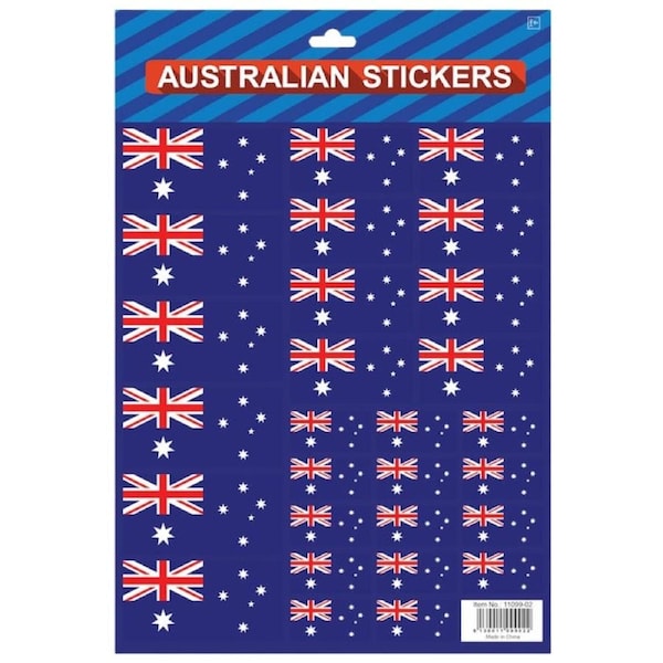 Australian Flag Stickers – A4 Sheet of Festive Stickers for Australia Day Celebrations