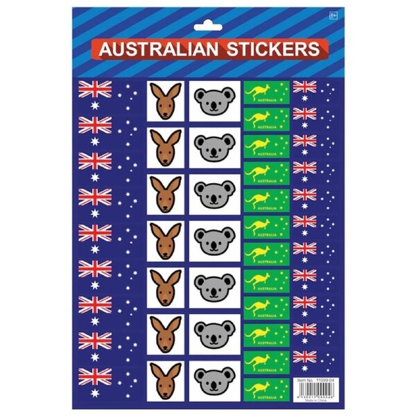 Australian Flag Stickers – A4 Sheet of Festive Stickers for Australia Day Celebrations