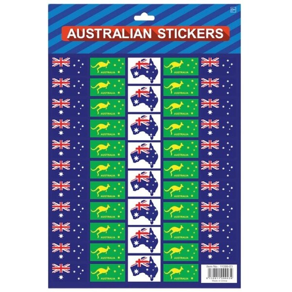 Australian Flag Stickers – A4 Sheet of Festive Stickers for Australia Day Celebrations