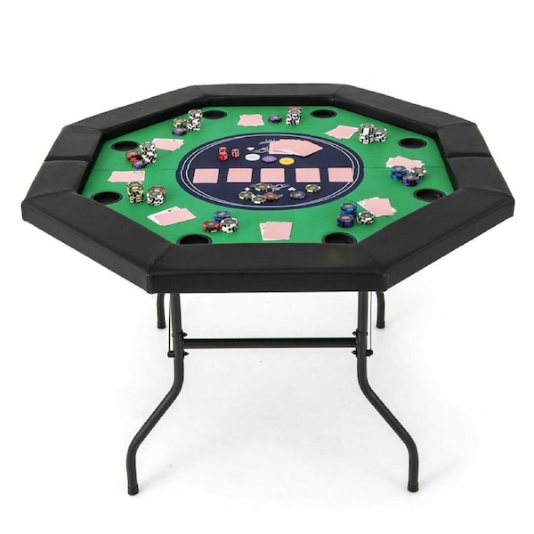 Costway 122x122cm Folding Poker Table For 8 Players Top Card Board Game Tabletop For Party Green