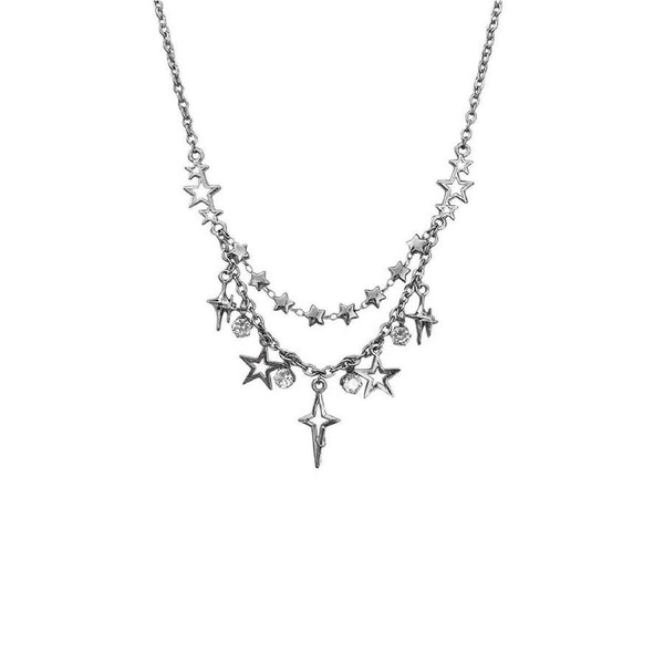 Stylish Star Tassel Geometric Necklace Chain Fashion Jewelry for Women and Girls