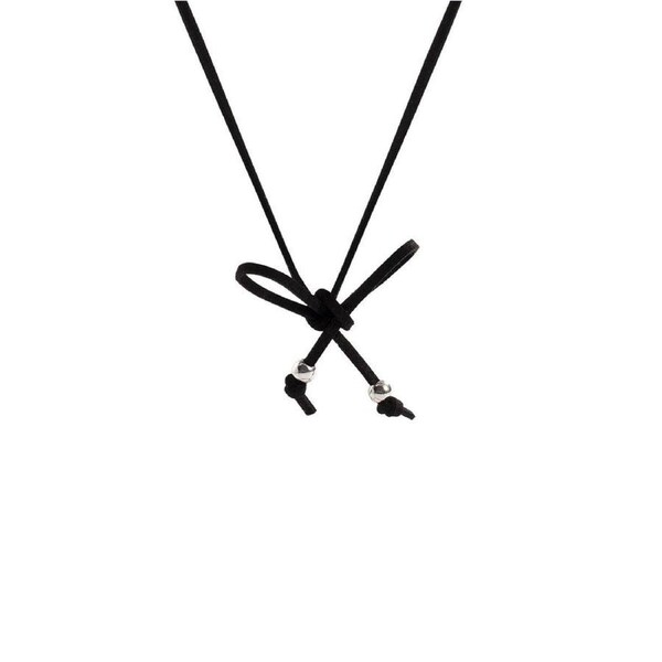 Stylish Black Lace Up Bow Necklace Fashion Jewelry Gift for Women and Girls