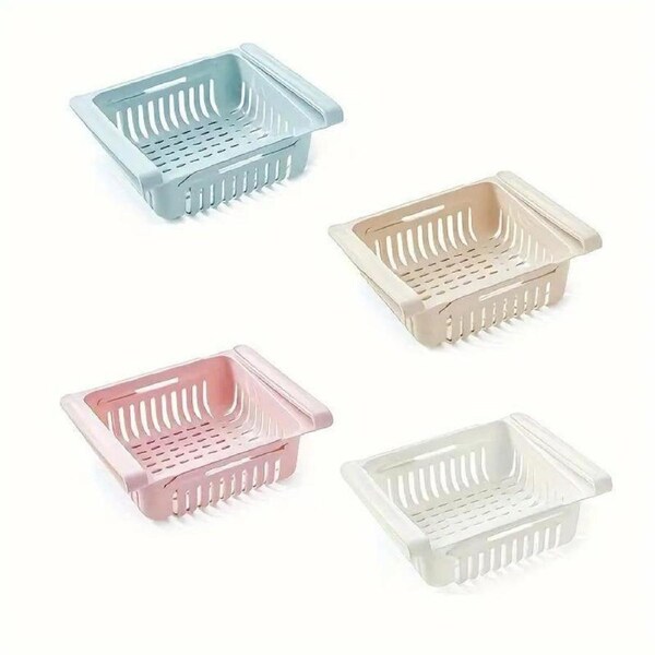 4pcs Fridge Storage Basket Organiser Egg Storage Rack Refrigerator Shelf Bins