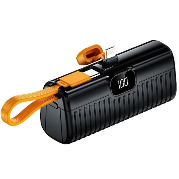 Portable Charger 2 in 1 Type-C Power Bank 5000mAh For iPhone Android, Fast Charging Mobile Power Supply Emergency External Battery