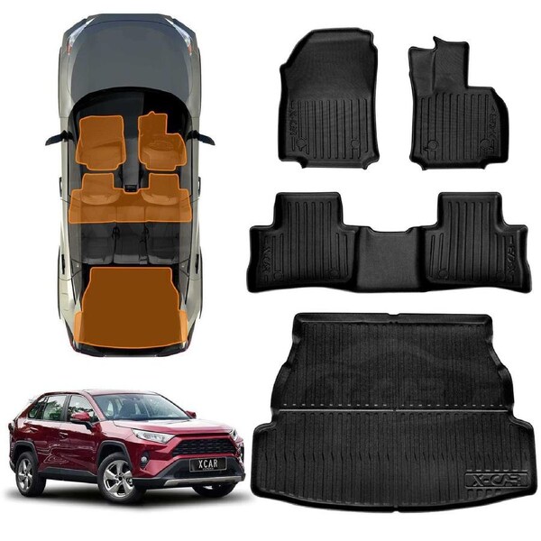 3D Floor Mats Boot Liner for Toyota Rav4 Rav 4 Petrol 2019-2025 All Weather Heavy Duty Cargo Car Trunk Luggage Tray