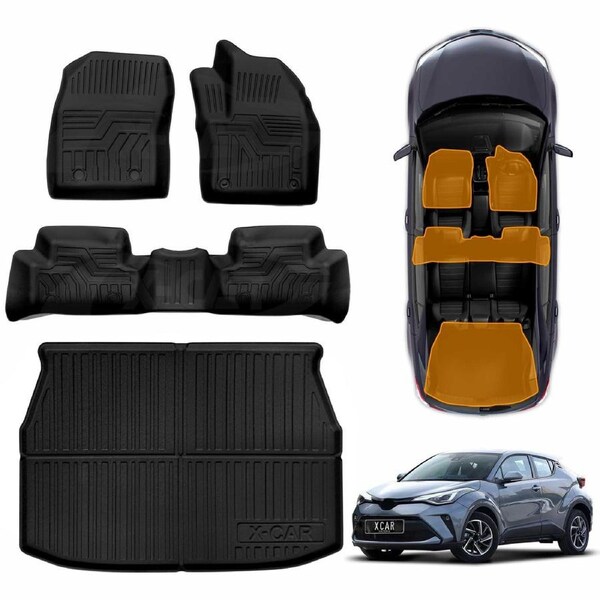 3D Floor Mats Boot Liner for Toyota C-HR CHR 2016-2023 All Weather Heavy Duty Cargo Car Trunk Luggage Tray