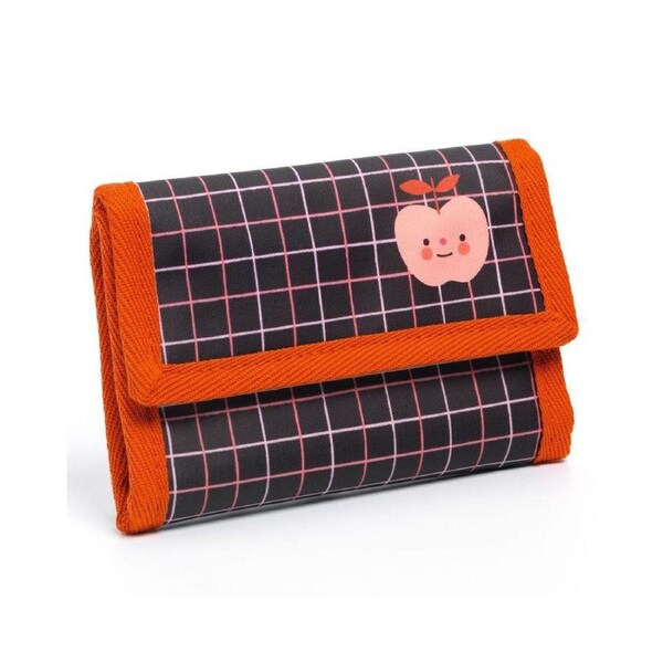 Djeco 14x10cm Apple Wallet Coated Canvas Kids Money Holder 3y+ Black/Red