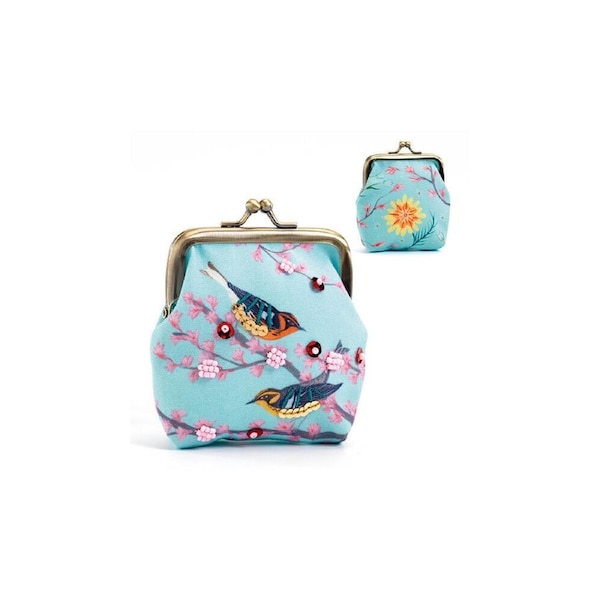 Djeco 15cm Birds Lovely Coin Purse Kids/Children Cash Pouch Wallet 4y+ Blue