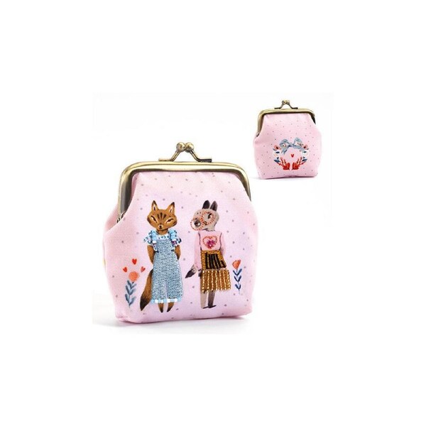 Djeco 15cm Cats Lovely Coin Purse Kids/Children Cash Pouch Wallet 4y+ Pink