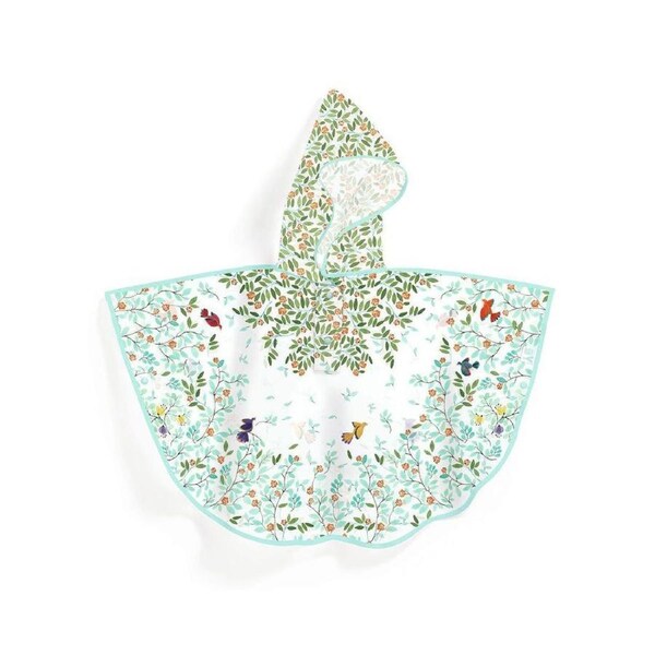 Djeco Medium Foliage Rain Coat Cape 90x46cm Kids/Children Hoodie Poncho 5y+