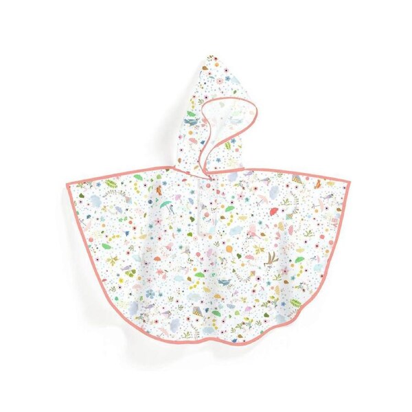 Djeco Medium Lightness Rain Coat Cape 90x46cm Kids/Children Hoodie Poncho 5y+