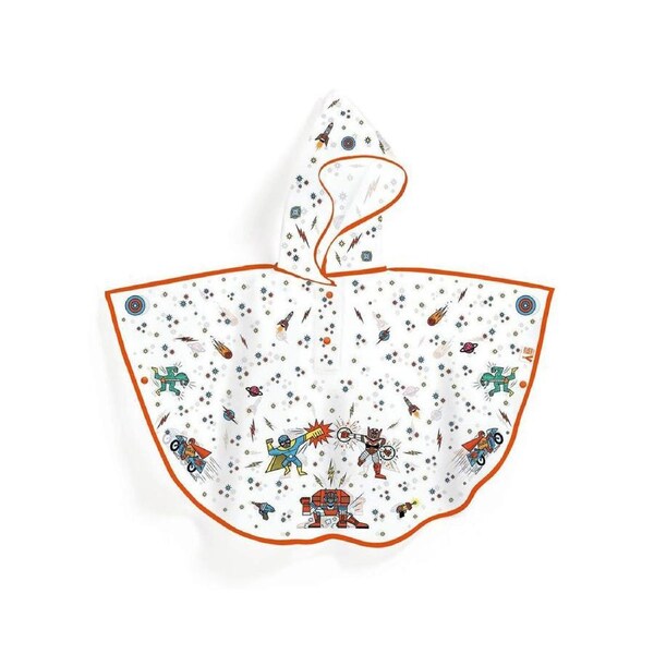 Djeco Medium Superhero Rain Coat Cape 90x46cm Kids/Children Hoodie Poncho 5y+