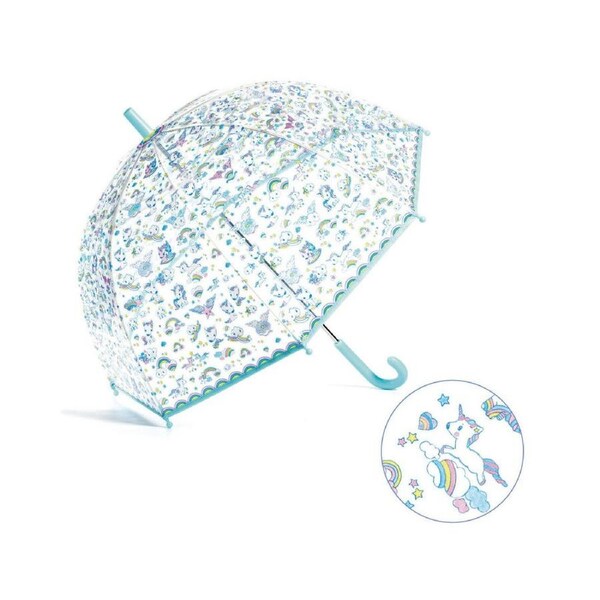 Djeco Unicorn Child Manual Dome Umbrella Outdoor Protection PVC 67.5cm 3y+