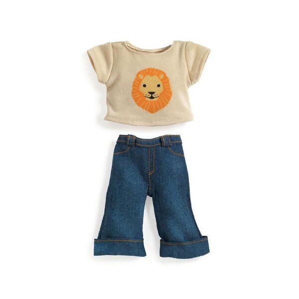 Djeco Lovely Doll Outfit Invory Shirt & Jeans Set Kids Pretend Play Toy 3y+