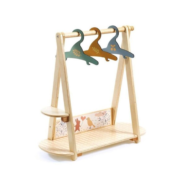 Djeco Large Doll's Clothing Rack w/ Hangers Kids Imaginative Pretend Play 3y+