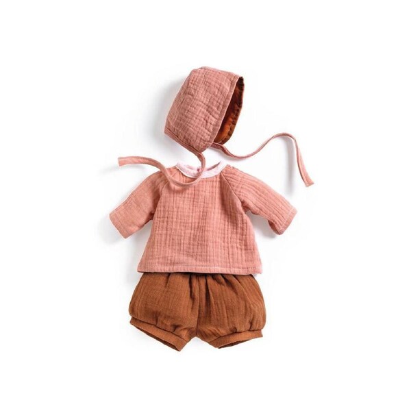 3pc Djeco Baby Doll's Outfit Dress Clothes Set Kids/Toddler Toy Peach 18m+