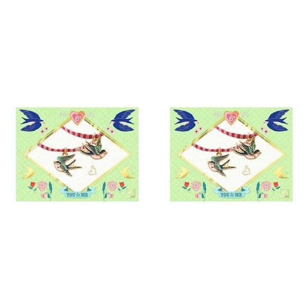 2x Djeco You & Me Birds Ribbon Set Kids/Children Charm Jewellery DIY Kit 6y+