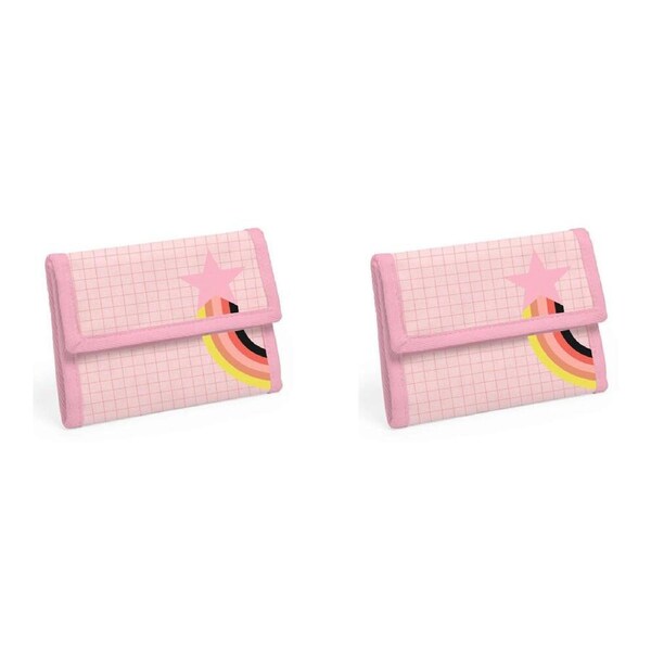 2x Djeco 14x9cm Pop Wallet Coated Canvas Kids/Children Money Holder 3y+ Pink