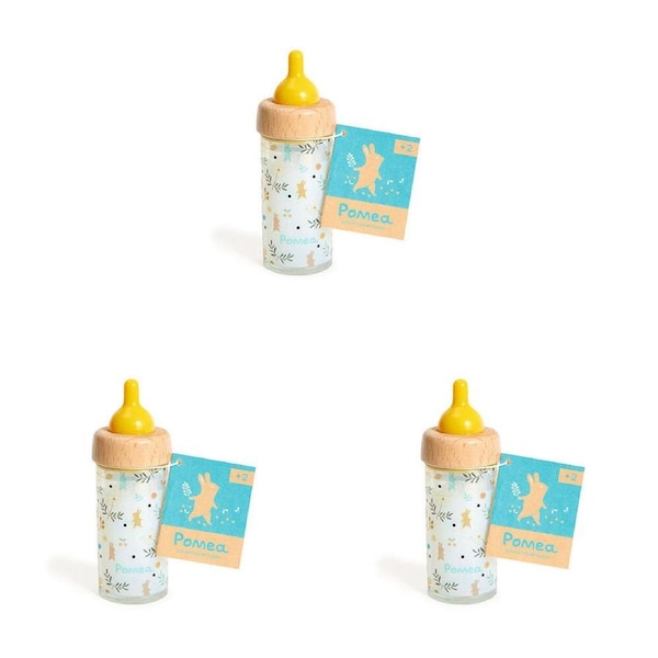 3x Djeco Wooden Doll's Magic Feeding Bottle Kids/Children Pretend Play Toy 2y+