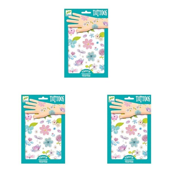 150pc Djeco Fair Flowers Of The Field Temporary/Fake Tattoos Sticker Kids 3y+
