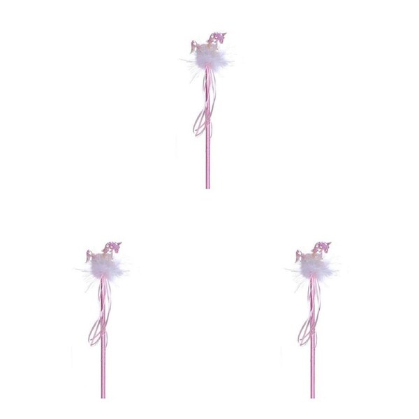 3x Great Pretenders Unicorn Sequins Wand Girls Costume Accessory Pink Kids 3y+
