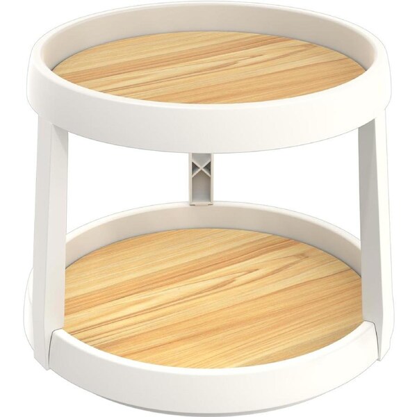2 Tier Turntable Lazy Susan Spice Rack Organiser or Kitchen Cabinet, Condiments Storage Rack