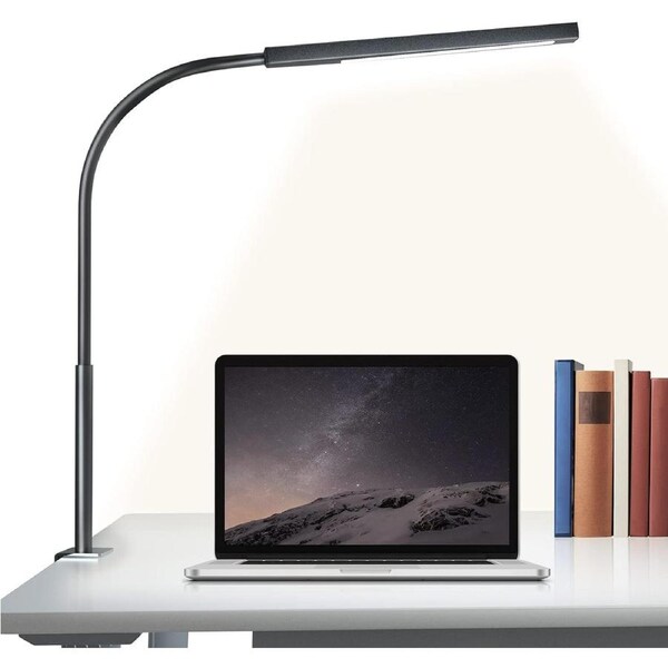 LED Desk Lamp with Clamp, Eye-Caring Reading Light with USB Adapter, 3 Color Modes &10 Brightness Dimming Levels Lamp for Home Office