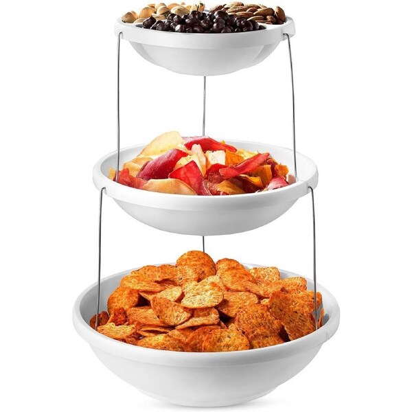 3-Tier Collapsible Bowl,Folds for Minimal Storage,Ideal for Serving Snacks, Salad, and Fruit