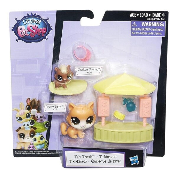 Littlest Pet Shop Tiki Treats Pouncy Sipton #78 and Cheekers Pouring #104