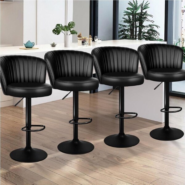 4x ALFORDSON Bar Stools Widened Backrest All Black