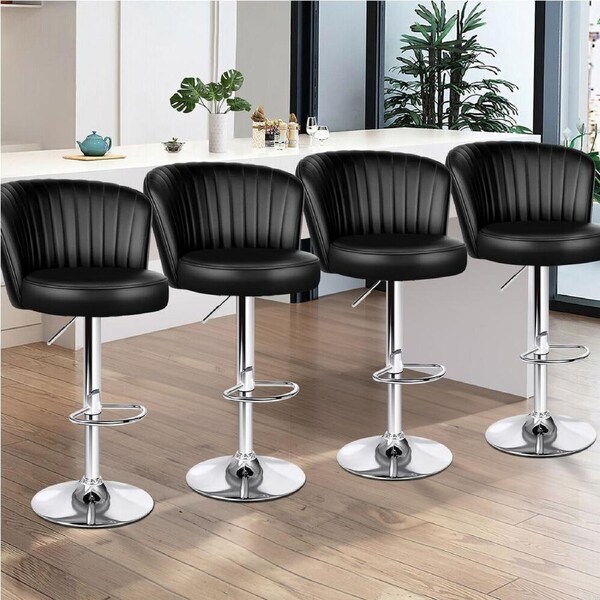 4x ALFORDSON Bar Stools Widened Backrest Black