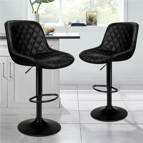 2x ALFORDSON Bar Stools Leather Stool All Black