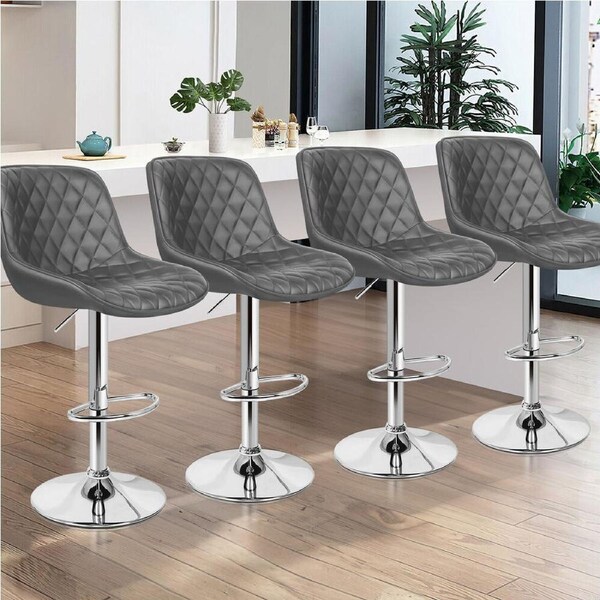 4x ALFORDSON Bar Stools Leather Stool Grey