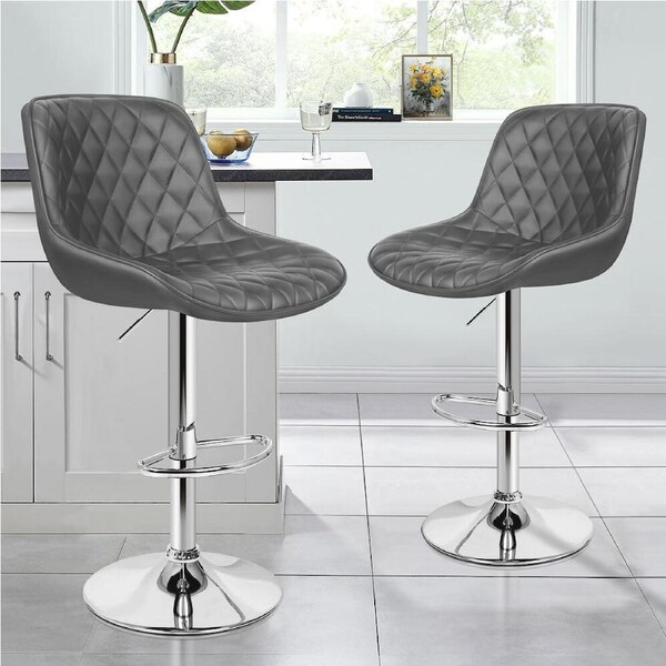 2x ALFORDSON Bar Stools Leather Stool Grey