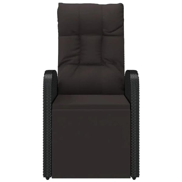 Reclining Garden Chair with Cushions Poly Rattan Black Outdoor Seat 57x69x106cm