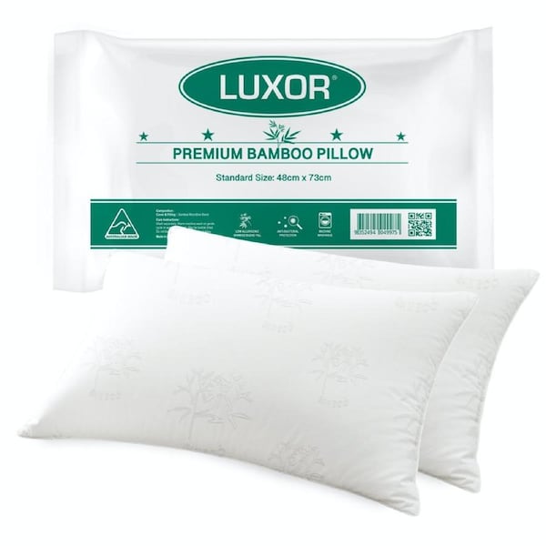Luxor Australian Made Bamboo Cooling Pillow Standard Size Twin Pack
