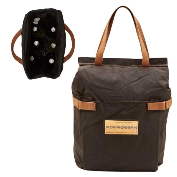 Powa Beam 6 Bottle Cooler Bag Leather Handle with Pouch (PB-ACBO-6WP)