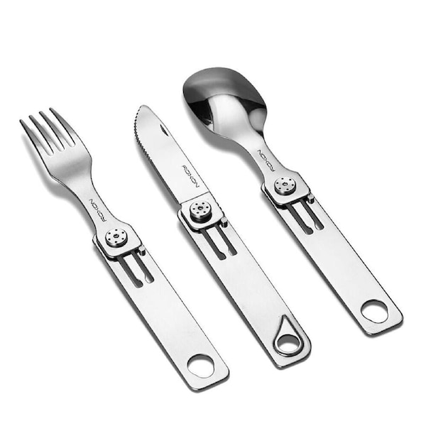 Roxon 3-in-1 Magnetic Camp Stainless Steel Cutlery Set (R-C1)