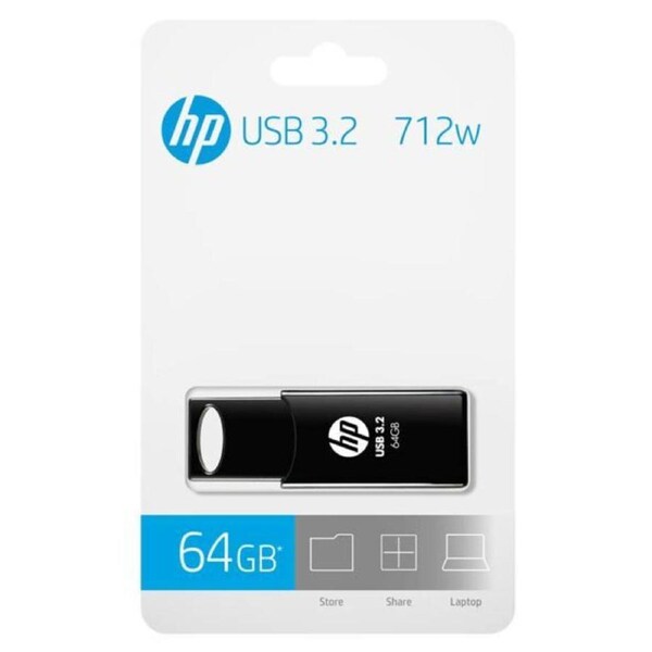 HP 712B 64GB USB 3.2 Flash Drive Memory Stick Thump Key External Storage Capless Sliding Design Compatible with Windows 10 11 Mac (>16GB/32GB)