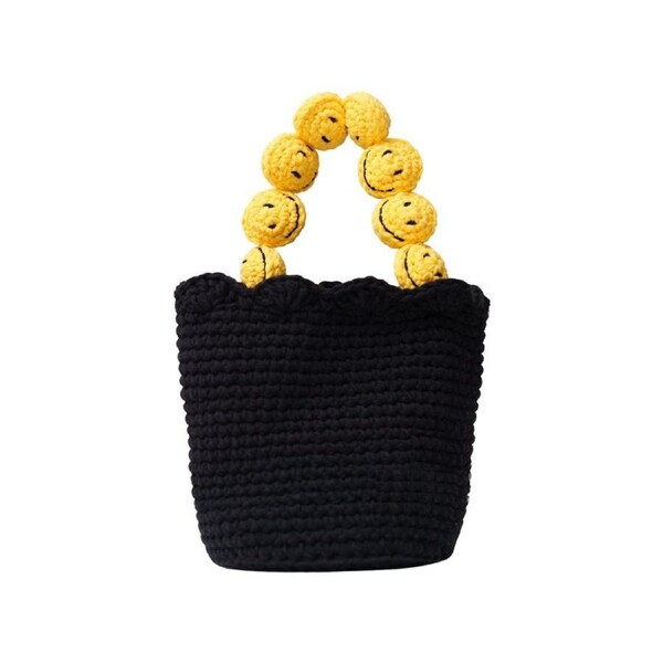 Handmade Smiley Face Knit Tote Bag