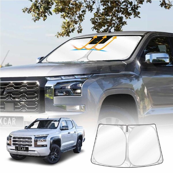 WindScreen Sun Shade for Mitsubishi Triton MV Double Cab 2024-2025 Blocks UV Rays Foldable Custom Wind Screen Sun Visor Protector