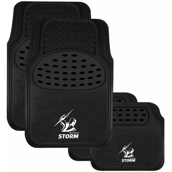 NRL Car Floor Mats - Melbourne Storm - Set Of 4 - Universal Size Fit -