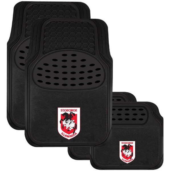 NRL Car Floor Mats - St George Illawarra Dragons - Set Of 4 - Universal Size Fit